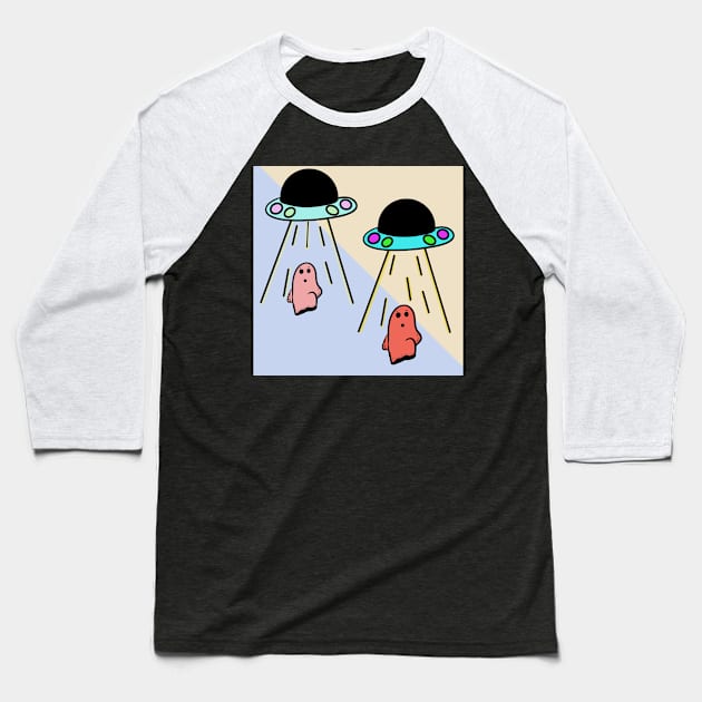 Ghosts being lifted into spaceship #1b Baseball T-Shirt by SugarSaltSpice